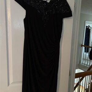 Adrianna Papell One Shoulder Black Dress